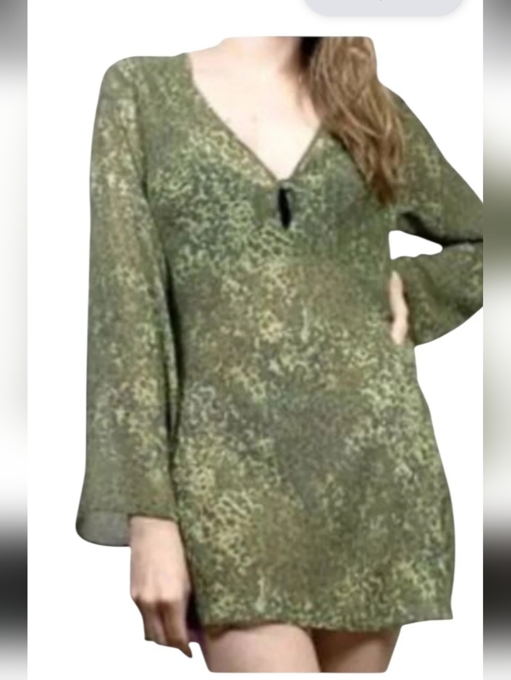 Victoria's Secret Olive Green V-Neck Mini Dress